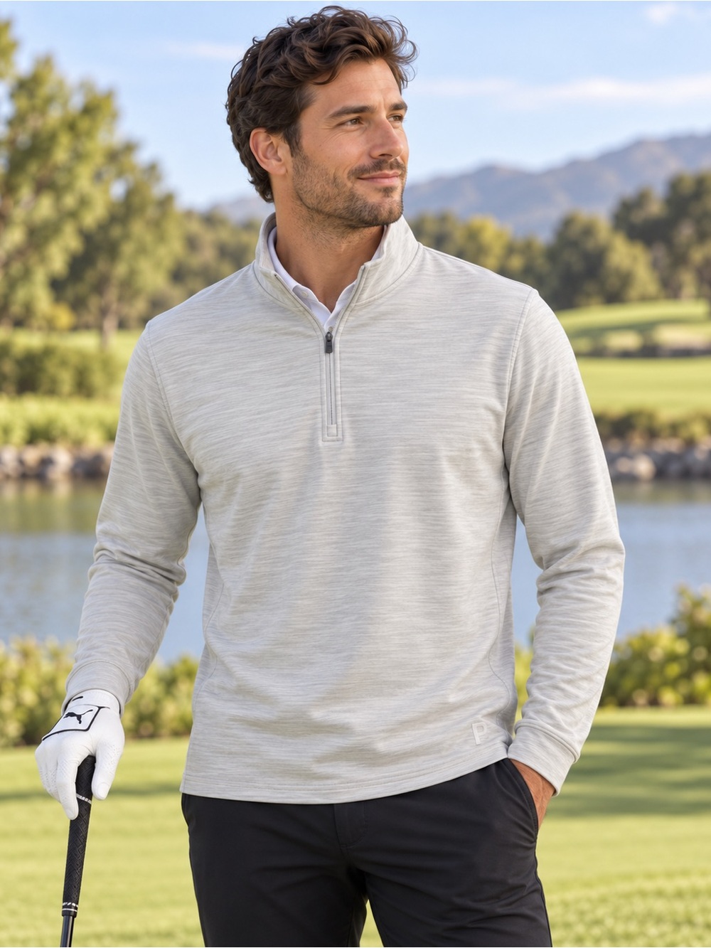 PUMA Golf CLOUDSPUN 1/4 Zip Pullover Gray Men’s S NWT